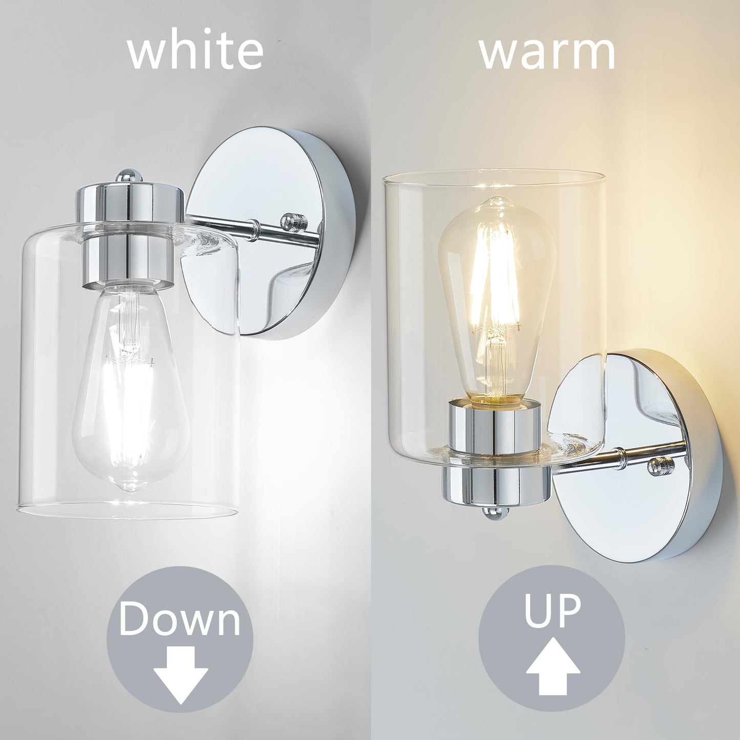 Porphyions Wall Sconces Set of Two,Brushed Nickel Vanity Sconce Lights,Morden Bathroom Sconces Set, Bathroom Vanity Lighting