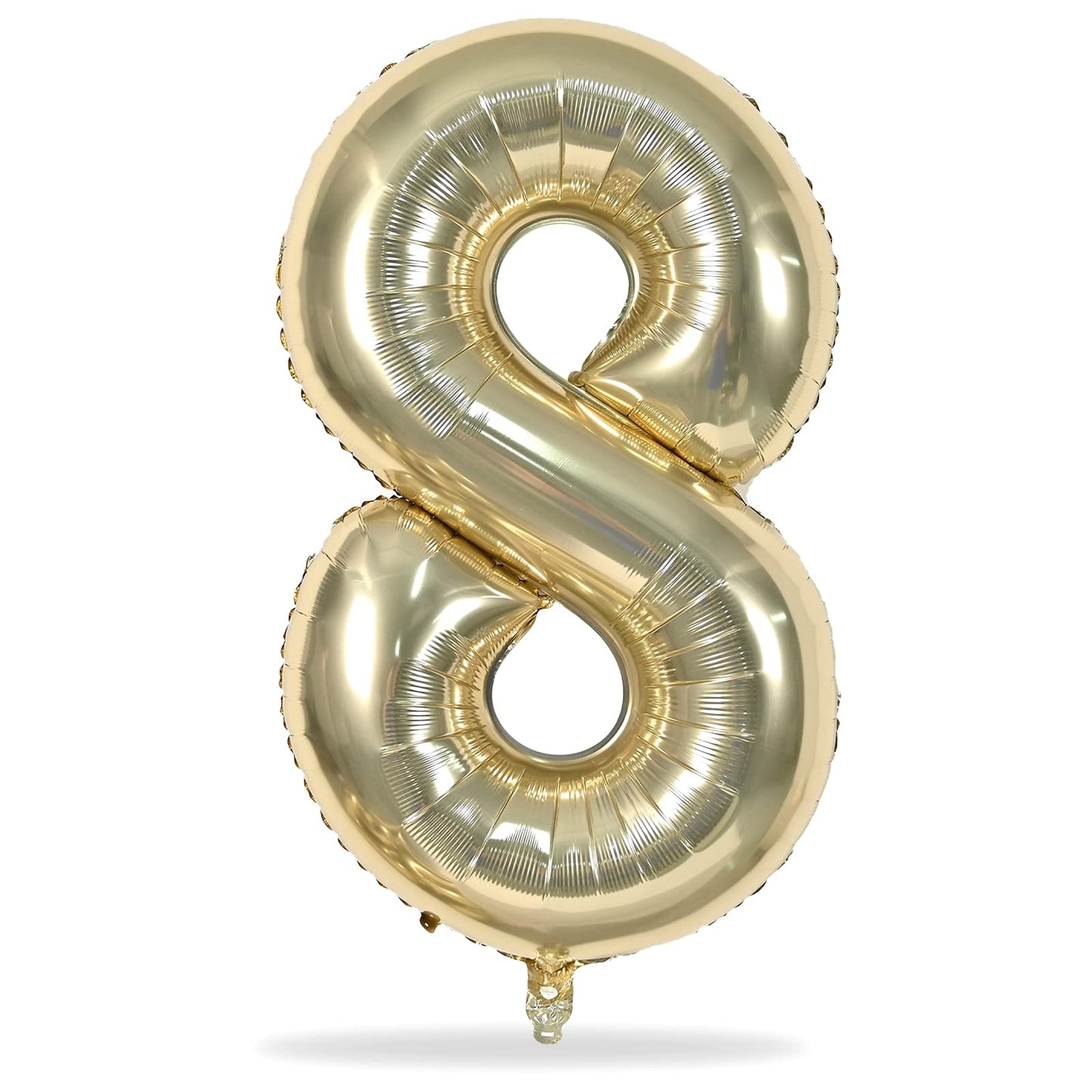 Champagne Gold 8 Balloons, 40" Giant Helium Foil Number 0-9 Light Gold Birthday Balloon for Boys Girls, Self Inflating Digit 8 Balloons for Women Men Anniversary Graduation Party Decorations Supplies
