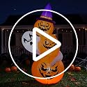 7 Ft Halloween Inflatable Black Cat with Moving Head & LED Green Eyes Outdoor Yard Decoration