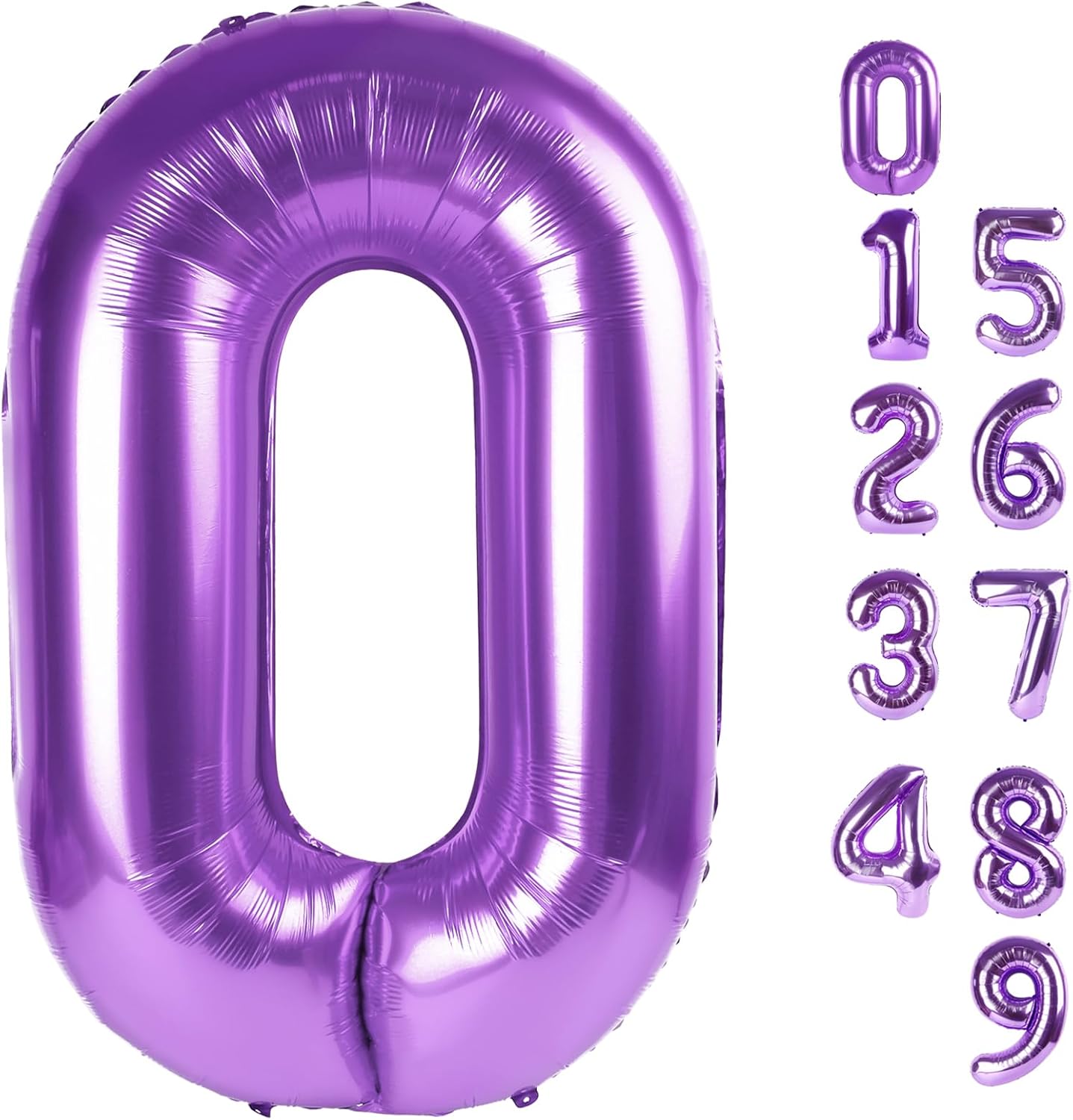 Number 0 Balloons - 40 Inch Purple Number Balloons for Birthday, Wedding & Baby Shower Decor