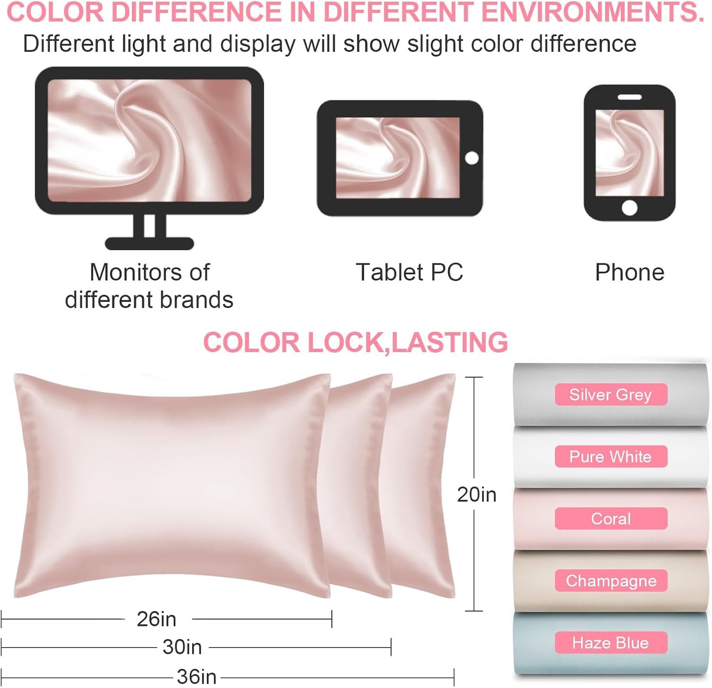 Skiennix Silk Pillowcases - Queen Size Mulberry Silk for Hair & Skin - Soft Coral Pink with Hidden Zipper