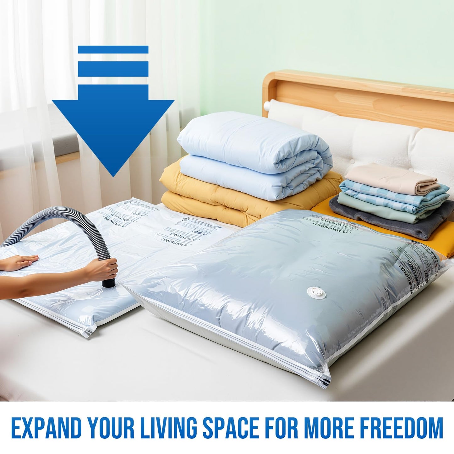 TAILI 8 Pack Vacuum Storage Bags for Comforter and Blankets, Jumbo Vacuum Seal Bags for Bedding 40x31 Inch, Space Saver Bags for Clothes, Pillows, Saving More Closet Space