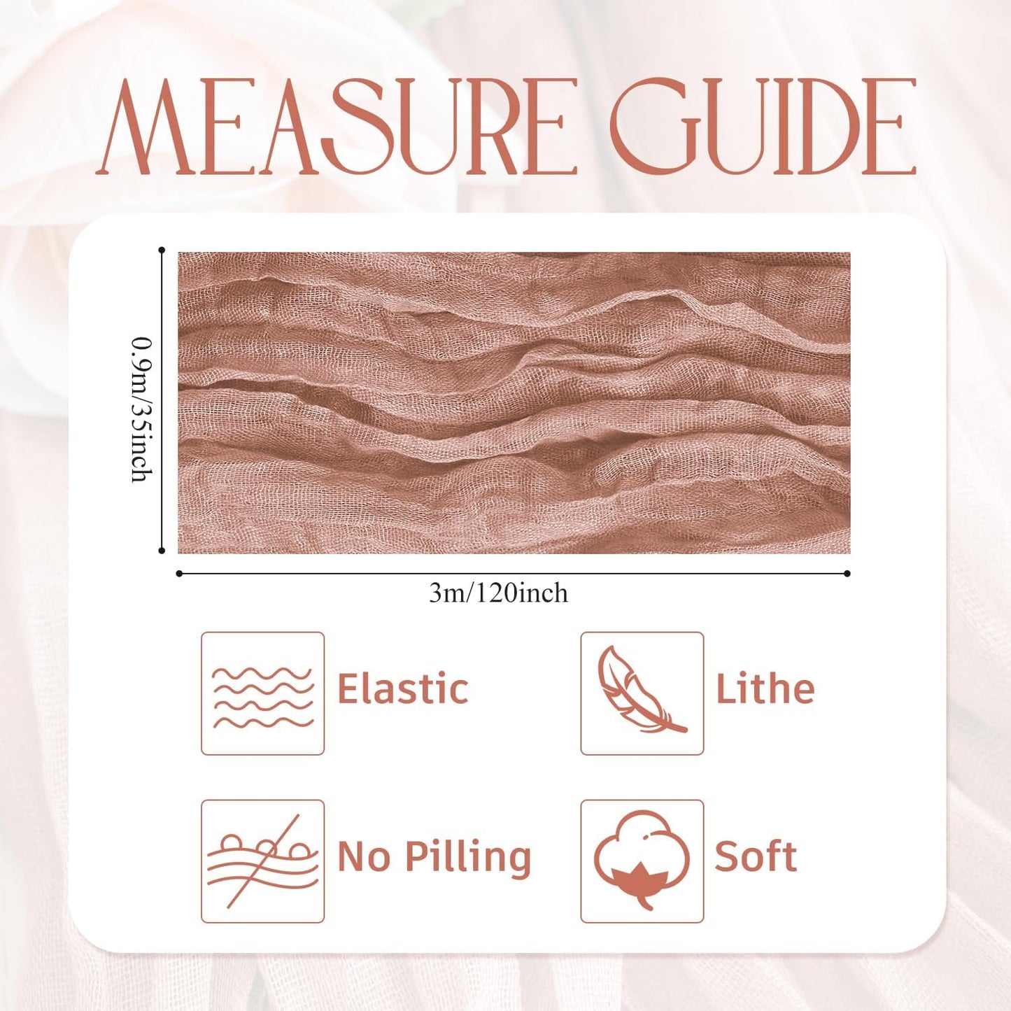 Wokceer Dusty Pink Cheesecloth Table Runner - 10FT Boho Style for Easter & Bridal Showers | Rustic 120-Inch Decor