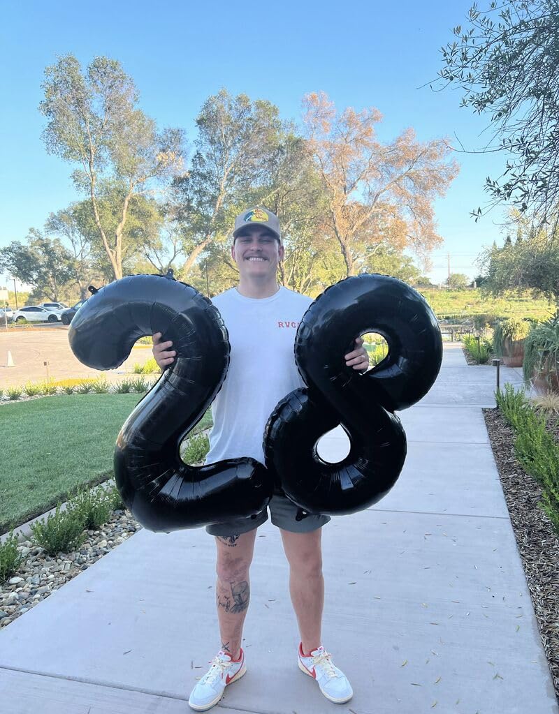 Black Number 20 Balloon 40 inch, 20 Number Balloons, 20th Black Birthday Decorations, 20 Year Old Girls Boys Party Supplies