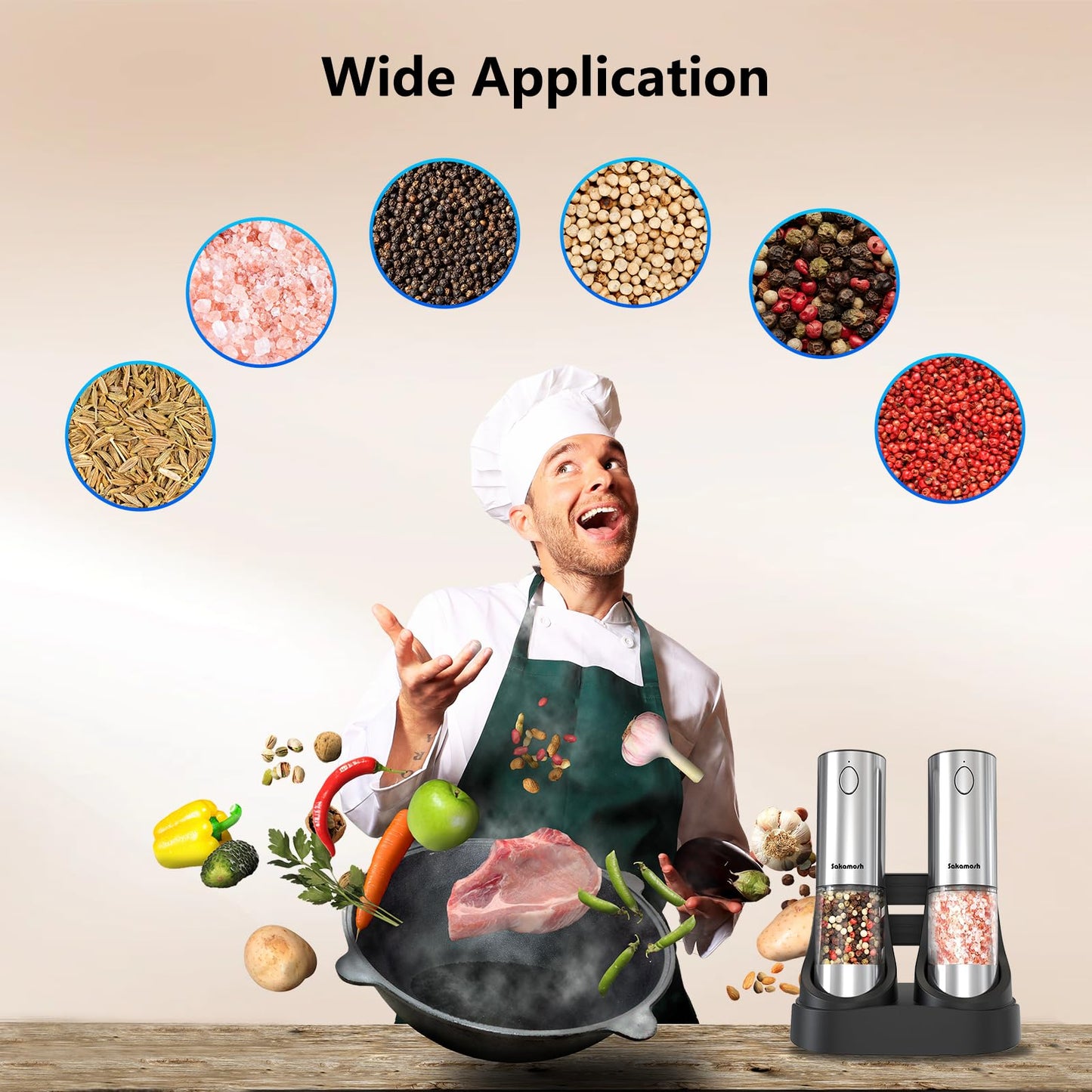 Electric Salt and Pepper Grinder Set USB Rechargeable Base, Stainless Steel Automatic Pepper and Salt Shakers with Adjustable Coarseness, LED Light, Ideal Gifts for Housewarming, Parents, Friends