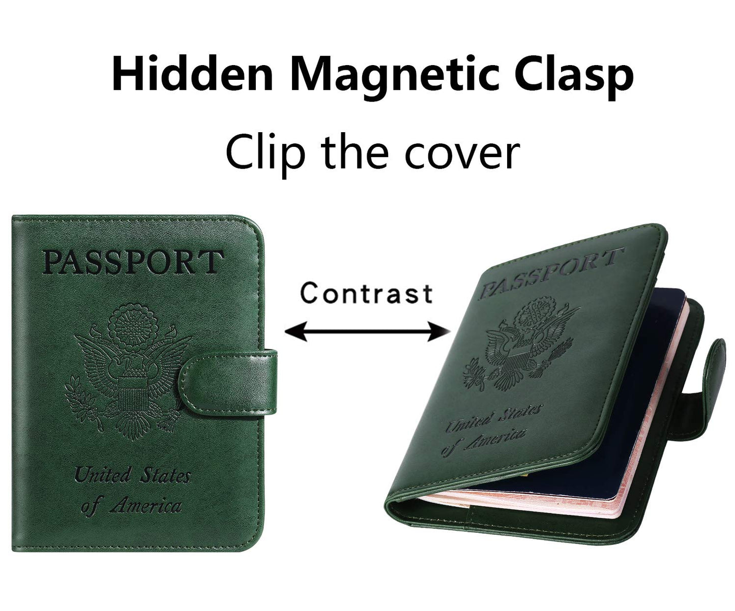 Passport Holder Cover Wallet RFID Blocking Leather Card Case Travel Accessories for Women Men (Atrovirens)