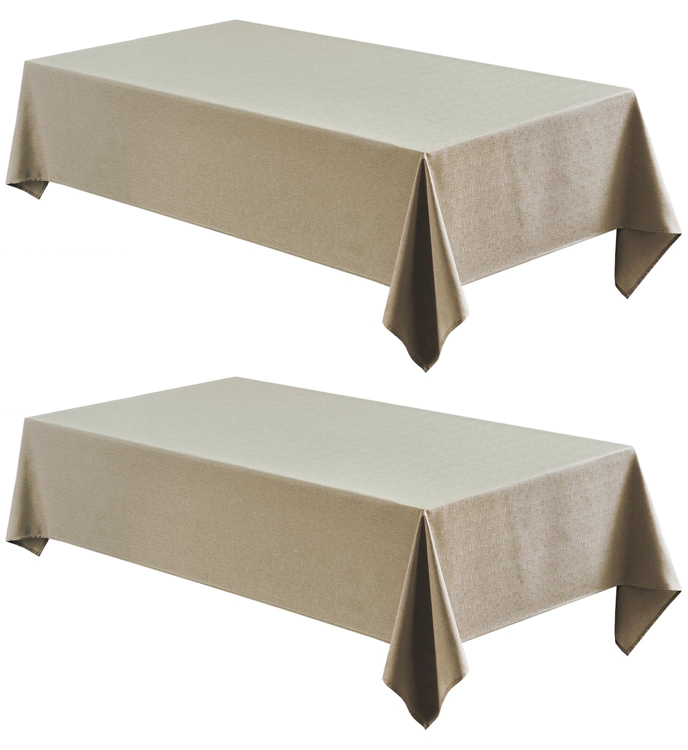 Veblandy 2 Pack Rectangle Tablecloth, 60x120 inch, Water Resistant Wrinkle Free Linen Textured Table Cloth Washable, Decorative Fabric Table Cover for Dining, Party and Camping, Mocha
