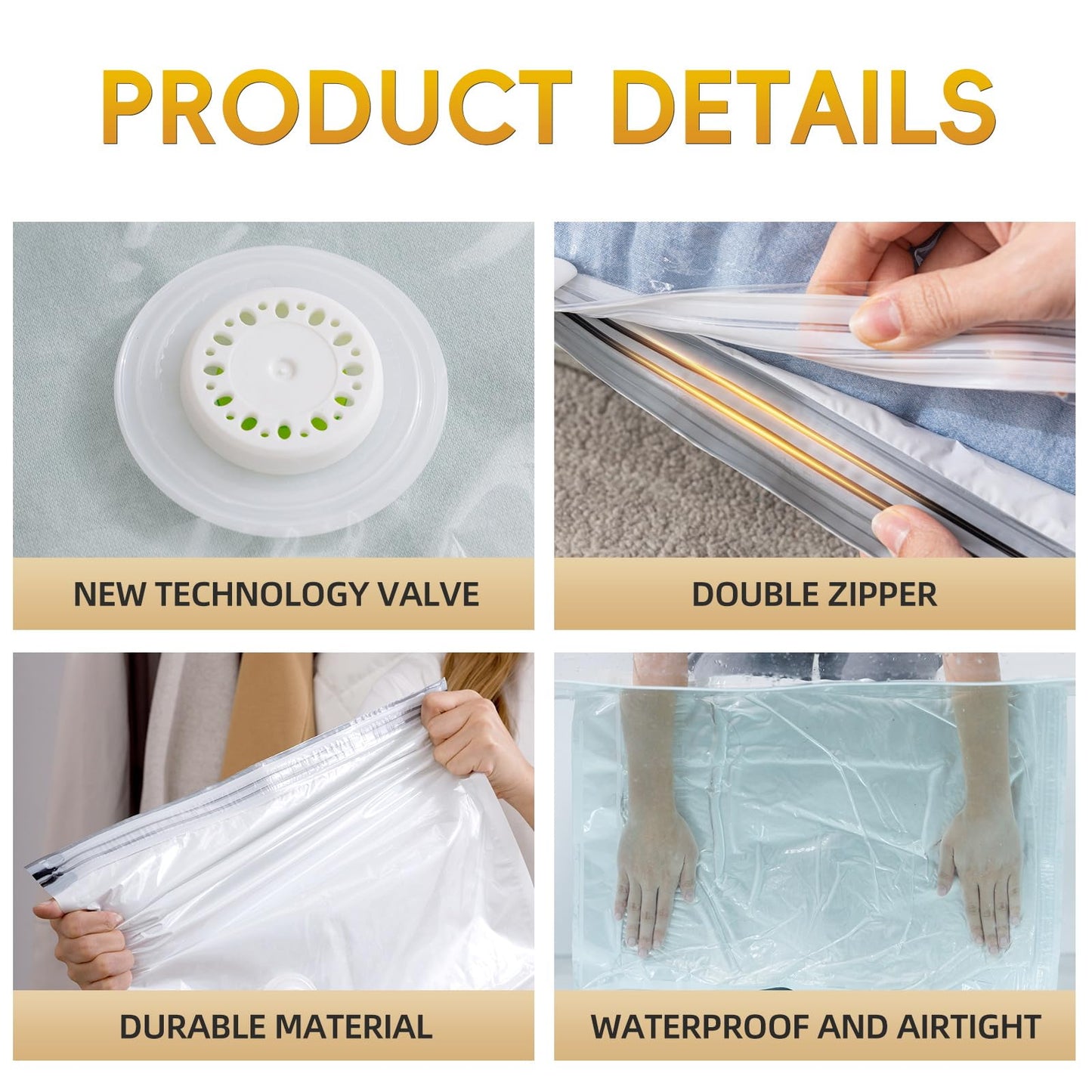 Vacuum Storage Bags with Electric Air Pump, 20 Pack (5 Jumbo, 5 Large, 5 Medium,5 Small) Space Saver Bag, Space Saver Bag, Vacuum Sealer Bags for Clothes, Blanket, Duvets, Pillows, Comforters, Travel