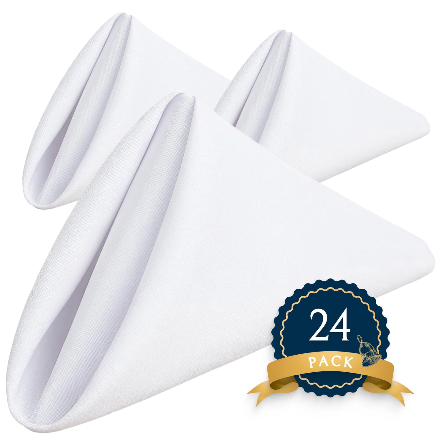 Wealuxe White Cloth Napkins Set of 24 - 17x17 Inches, 220 GSM Thick and Durable 100% Polyester Napkins, Stain and Wrinkle Free Dinner Napkins Cloth Washable, Soft