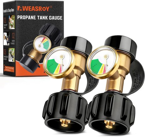 AWEASROY Propane Tank Gauge - Leakproof Level Indicator for 5lb-40lb Tanks | Quick Connect Fuel Check (2 Pack)