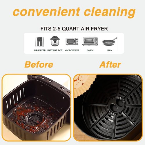 Ailun Air Fryer Paper Liners - 100PCS Non-Stick, Oil Resistant Parchment Paper | 6.5 Inch for 2-5 QT Air Fryers