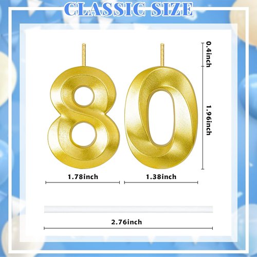 80th Birthday Candles - Festive Cake Decorations for Him & Her | Number Cake Toppers