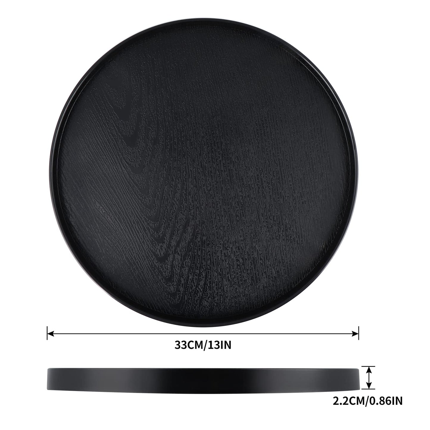 MDLUU Plastic Serving Tray, 13" Ottoman Tray, Round Butler Tray for Breakfast in Bed, Coffee Table Decor, Party
