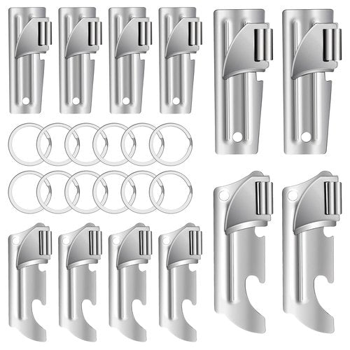 12 Pieces Military Style Can Openers with Key Rings, Anglecai P-51 and P-57 Camping Can Openers Stainless Steel Army Survival Can Opener Portable for Traveling