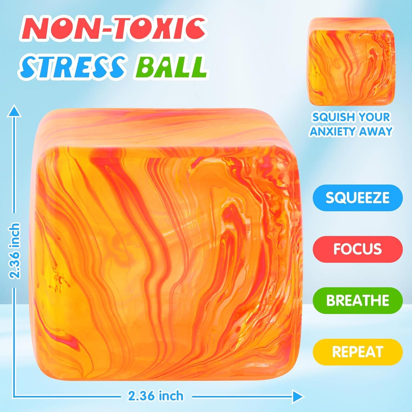 Skiennix Fidget Toys - Squishy Stress Cube for Kids & Adults | Sensory Relief Ball - Pink
