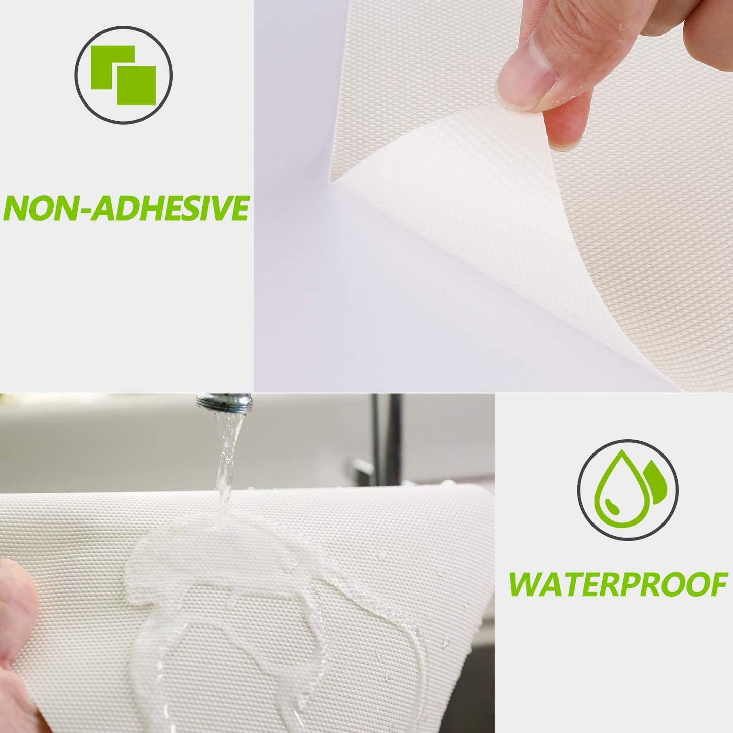 Skiennix Kitchen Shelf Liner - Non-Adhesive Waterproof Drawer Mats for Cabinets & Refrigerators