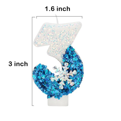 Frozen Themed Birthday Candles, 3rd Birthday Candle for Party Supplies, 2.76 inch Cake Topper Decorations (Number 3)