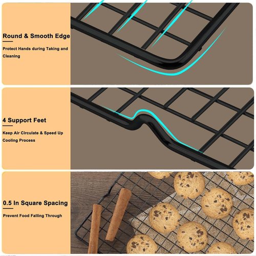 Hunnycook Cooling Rack - 15.8”×9.8” Stainless Steel Baking Rack | Oven Safe for Roasting & Grilling