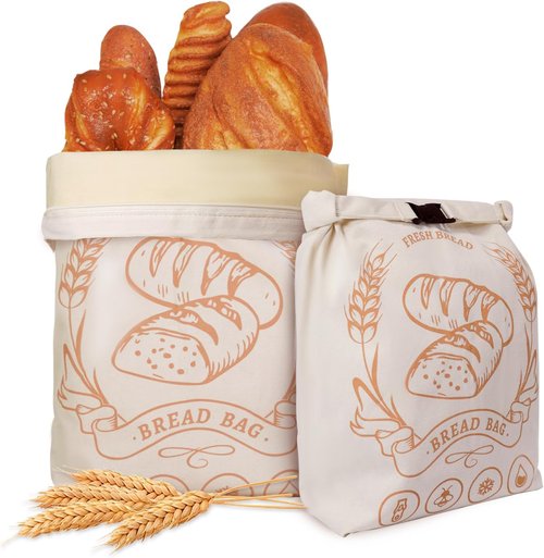 Beeswax Bread Bags by [Brand Name] - XL Sourdough Storage Bags | Keep Homemade Bread Fresh (Off-White)