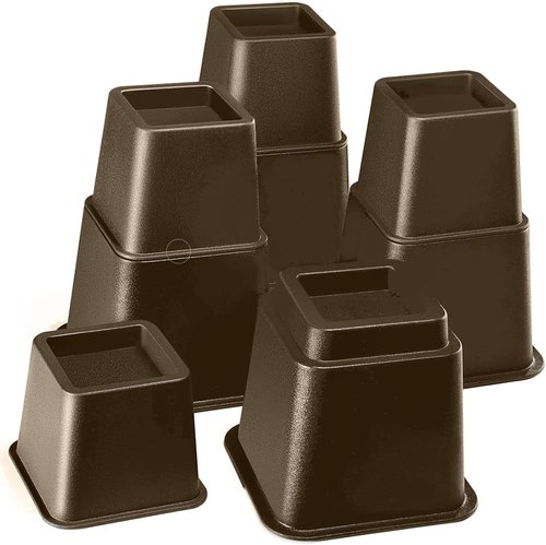 HOME IT Adjustable Bed Risers - Heavy Duty Furniture Elevation - 3, 5, or 8 Inch Set of 4 (Brown)