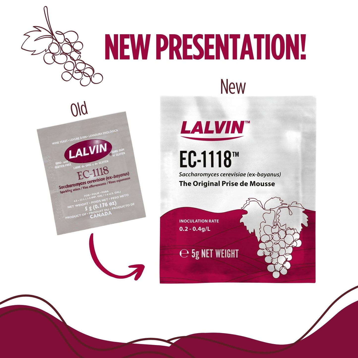 Lalvin EC-1118 Wine Yeast (10 Pack) - Champagne Yeast - Make Wine Cider Mead Kombucha At Home - 5 g Sachets - Saccharomyces cerevisiae - Sold by CAPYBARA Distributors Inc.