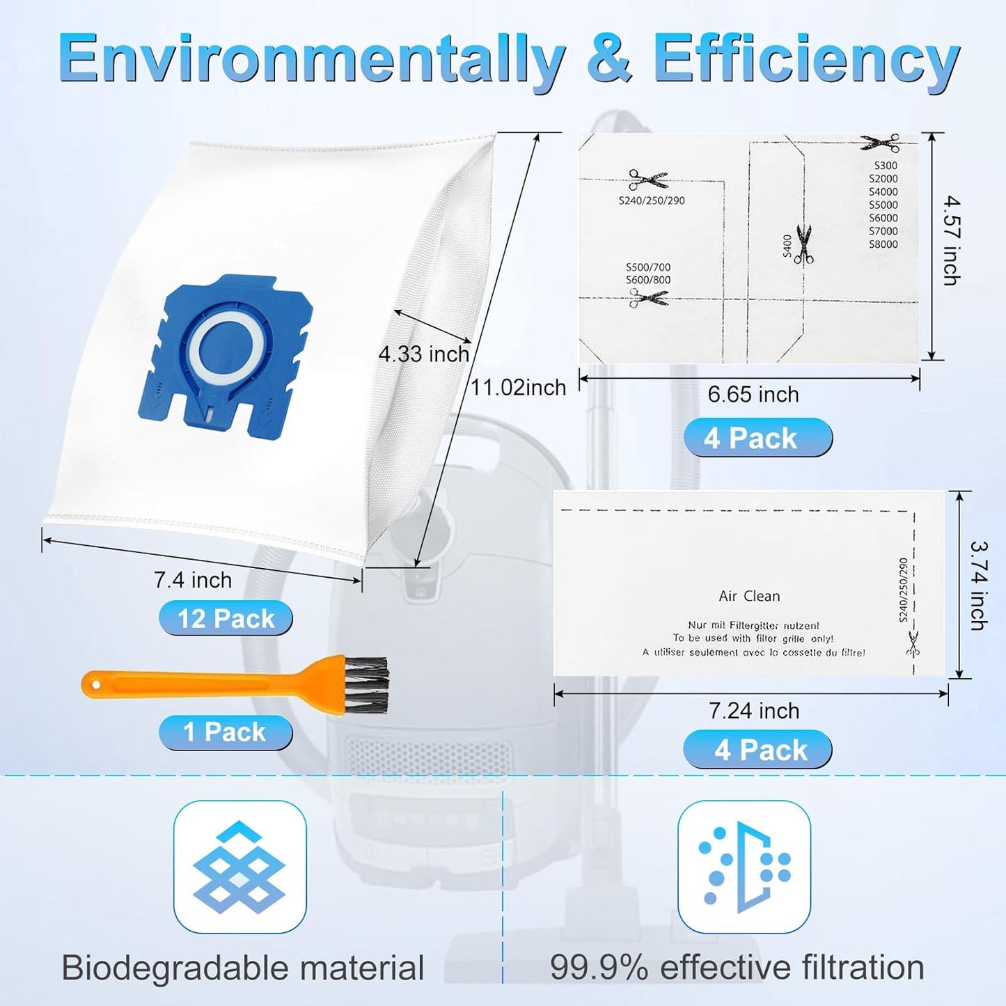 Miele 3D Airclean Dust Bags - Premium Replacement for Classic C1, Complete C1-C3, S-Series