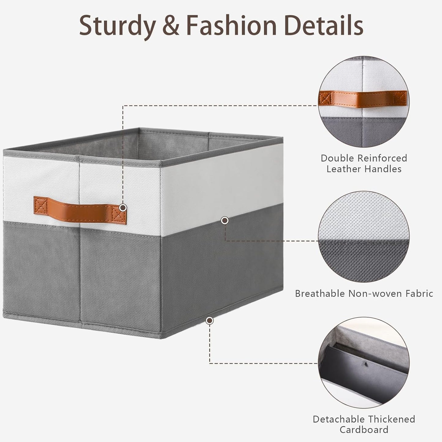 Large Storage Bins by [Brand Name] - Collapsible Fabric Organizer Baskets for Clothes & Blankets | 6 Pack