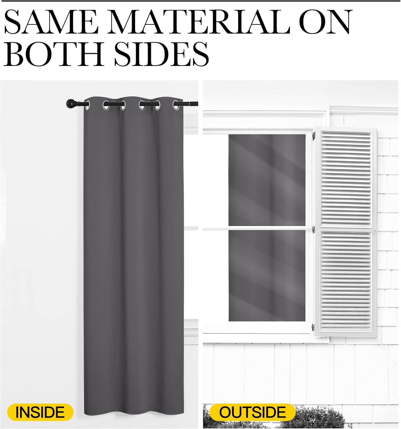 NICETOWN Grey Blackout Curtain Panels - Thermal Insulated Grommet Drapes (2 Panels, W34 x L63)