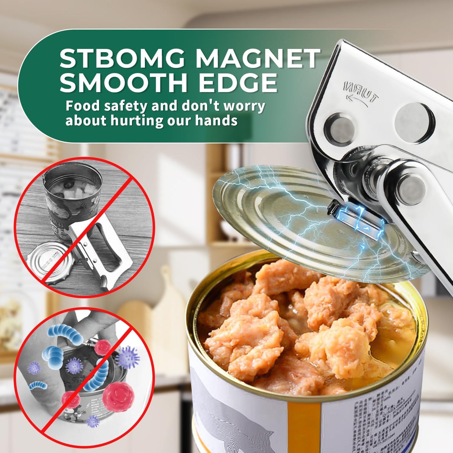 Skiennix Heavy Duty Manual Can Opener - Stainless Steel, Smooth Edge Design for Seniors | Kitchen Essential