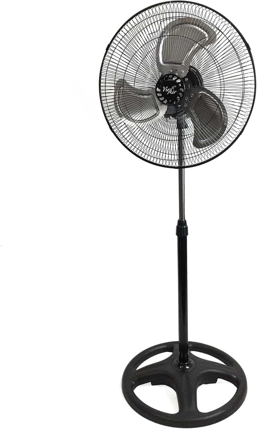 Vie Air 18 Inch Industrial Metal Stand Fan - Heavy Duty Oscillating Design in Black