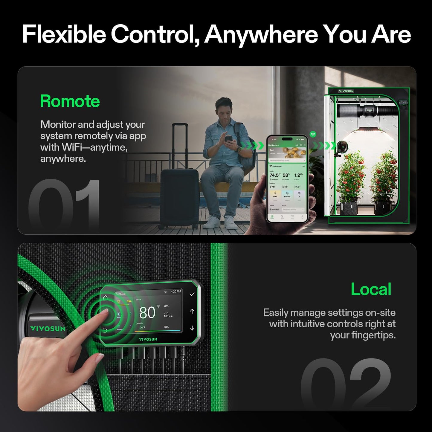 VIVOSUN GrowHub Controller E42A+ for Grow Tent, Smart Environmental WiFi-Controller with Temperature, Humidity, VPD, Timer, Cycle, Schedule Controls, Cooling Ventilation Lighting Programming