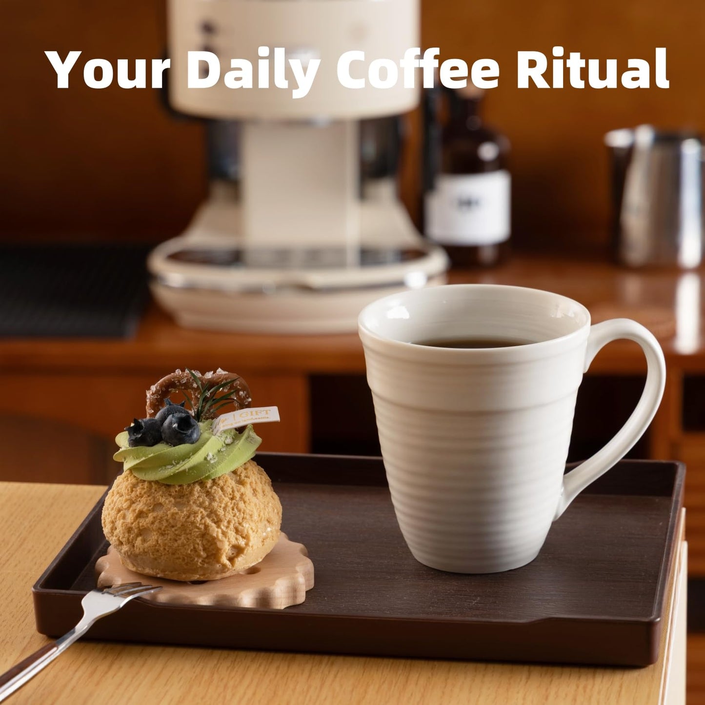 Avcylltty 12 oz Coffee Mugs Set of 4 with Comfort Handles Premium White Ceramic Coffee Mugs for Lattes, Milk, and Hot Tea, Dishwasher and Microwave Safe, Ideal Gift for Coffee Lovers