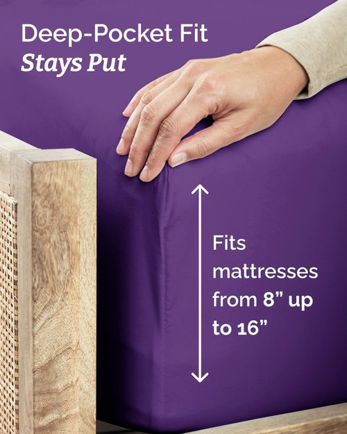 Comfy Twin XL Sheet Set by [Brand Name] - Breathable Cooling Bed Sheets | Ultra-Soft, Deep Pockets, Wrinkle-Free - Purple