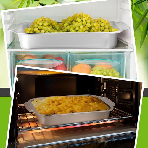 Funnymoom Stainless Steel Baking Pan Set - 3 Rectangular Sizes (12/14/15 Inch) for Cakes, Lasagna & More
