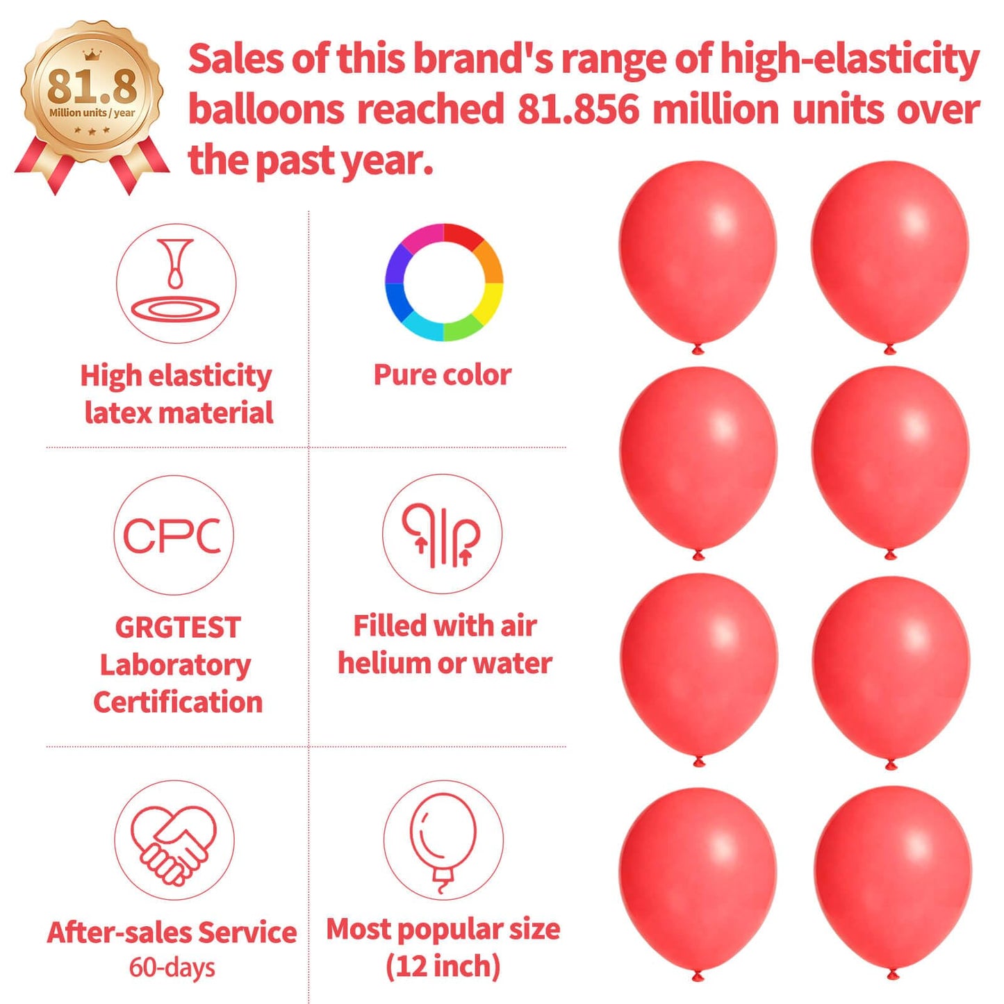 110pcs Pastel Red Balloon 12 Inch, Pastel Red Latex Balloons for Birthday Party Baby Shower Wedding(with 2 Ribbons).