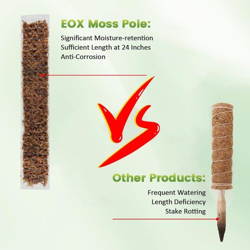 EOX 24-Inch Plastic Moss Poles - Set of 4 Large D-Shaped Climbing Plant Stakes for Monstera