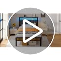 Liians Twin Size Bed Frame with LED Lights & Grey Upholstered Headboard