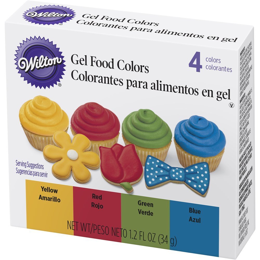 Wilton Primary Icing Colors, 4-Piece - Gel Icing Colors, Yellow, red, green and blue