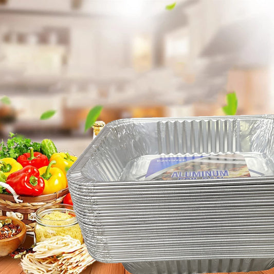 Waytiffer Aluminum Pans 9x13 Disposable Foil Pans (10 Pack) Half Size Deep Steam Table Pans Extra Thick for Baking, Cooking, Roasting, Heating, Serving & Lining Steam-Table Trays