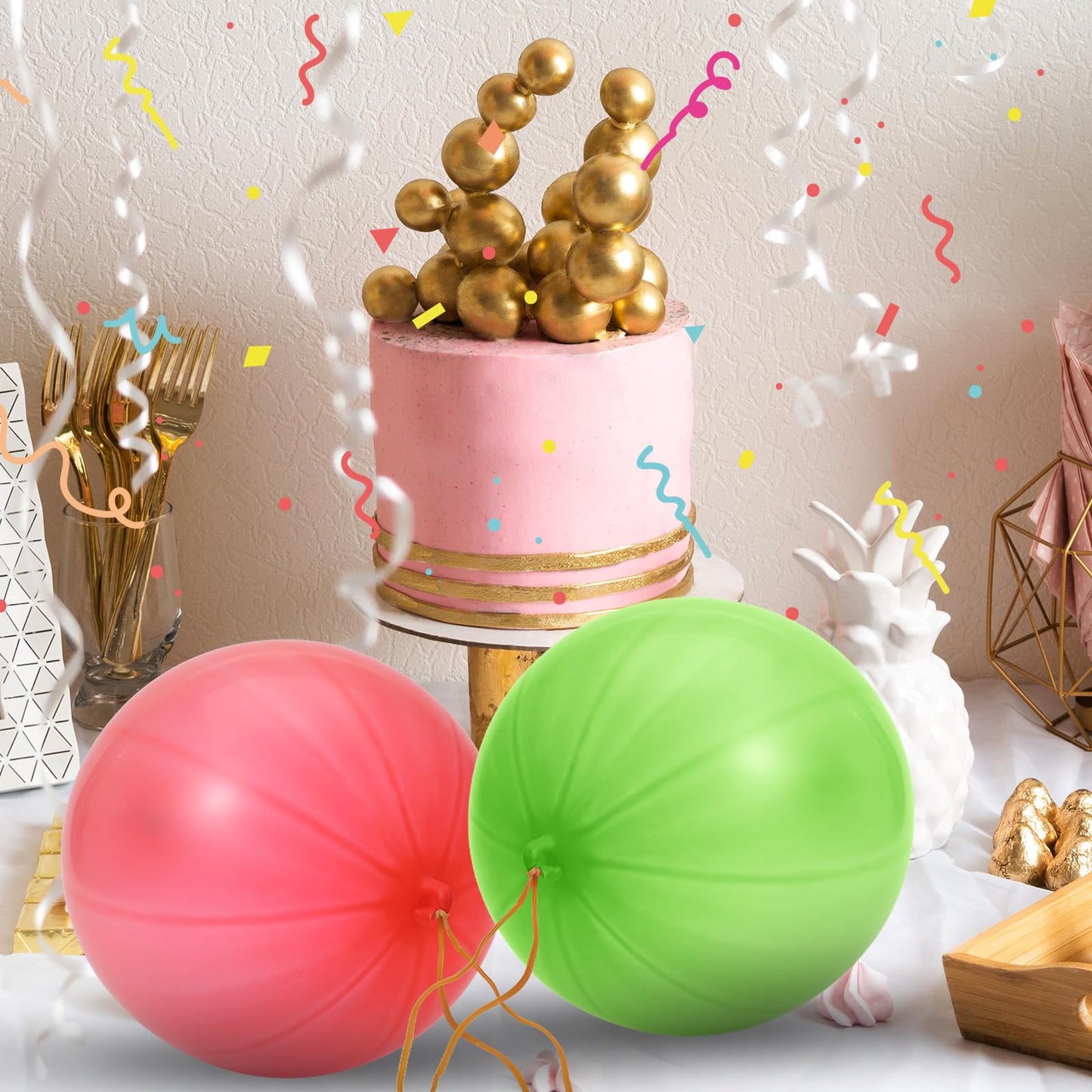 40 Pcs Punching Balloons, Thickened Heavy Duty Punch Balloons for Birthday Party Decor, Neon Party Favors Supply, Durable TPU Bounce Balloon for Carnival Prizes and Outdoor Game