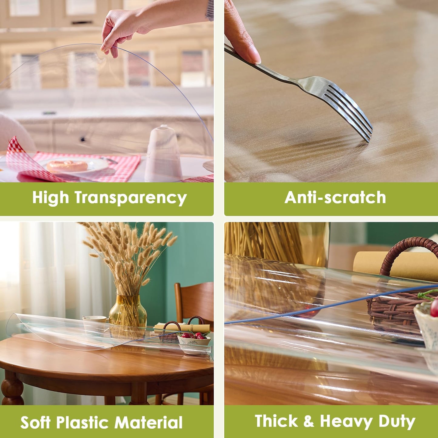La Protéa Round Clear Table Protector 42 Inch, 2.0mm Thick Heavy Duty Table Pad, Waterproof Heat Resistant Tablecloth Dining Table Cover for Wood Glass Marble Tables