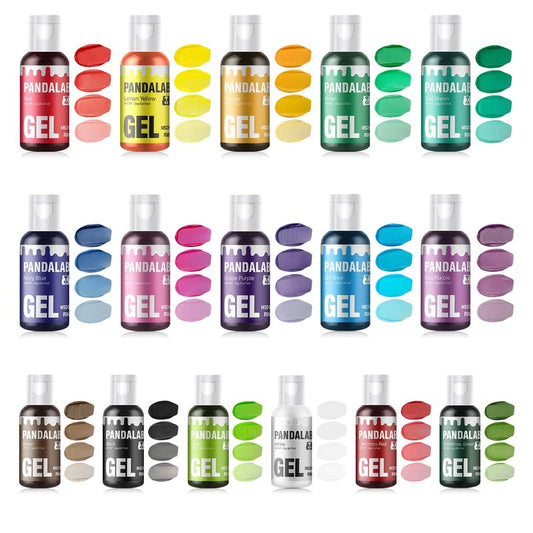 Gel Food Coloring Set - Pandalab 16 Colors x 0.7 oz Highly Concentrated Food Grade Cake Coloring, Vibrant Edible Gel Dye for Baking, Decorating Icing, Frosting, Fondant, Cookies, Macarons, DIY Crafts, 20ml/Bottle
