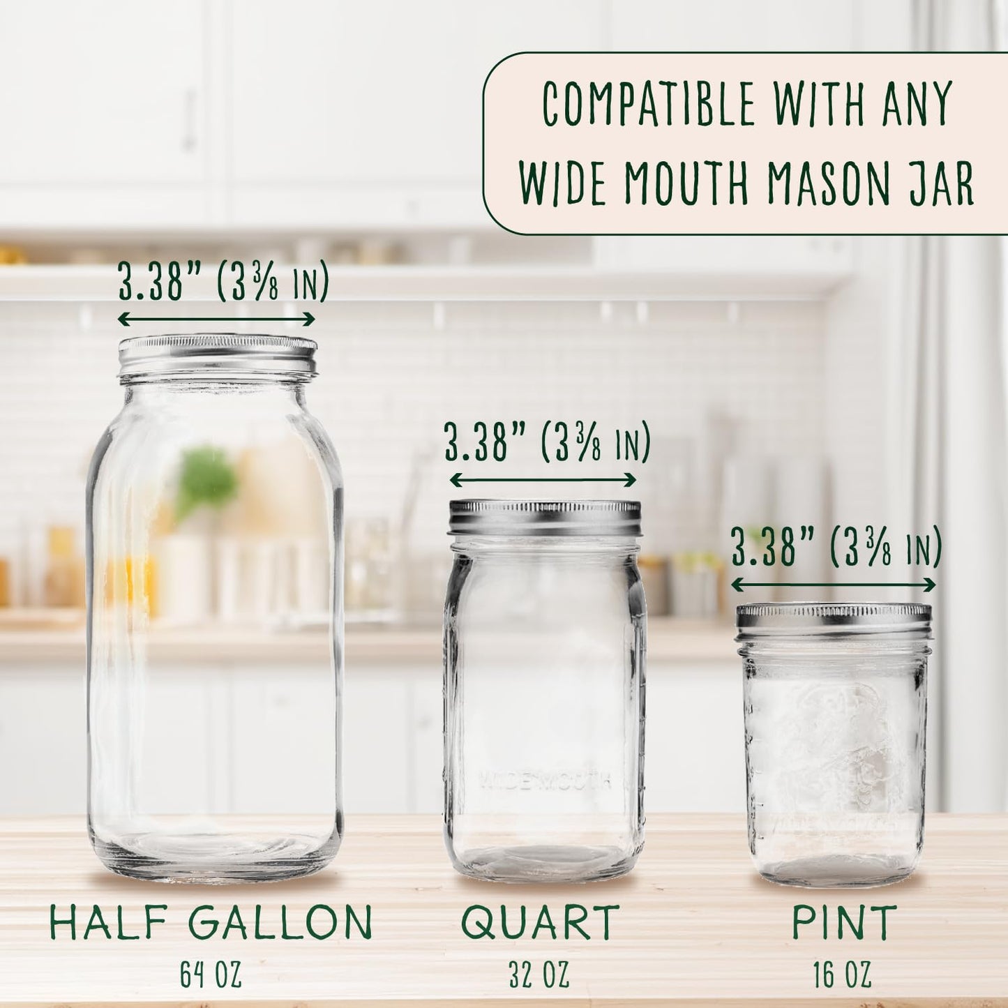 Elementi Fermentation Weight Set of 2 – Easy Grip Glass Weights for Fermenting, Perfect Pickling & Canning Weights for Wide Mouth Mason Jars, Durable Soda-Lime Glass for Sauerkraut, Kimchi & More