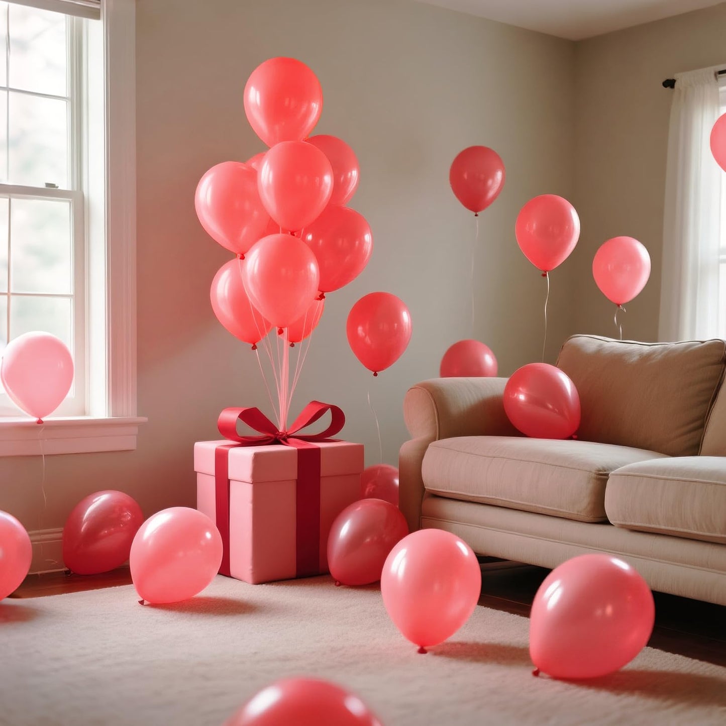 110pcs Pastel Red Balloon 12 Inch, Pastel Red Latex Balloons for Birthday Party Baby Shower Wedding(with 2 Ribbons).