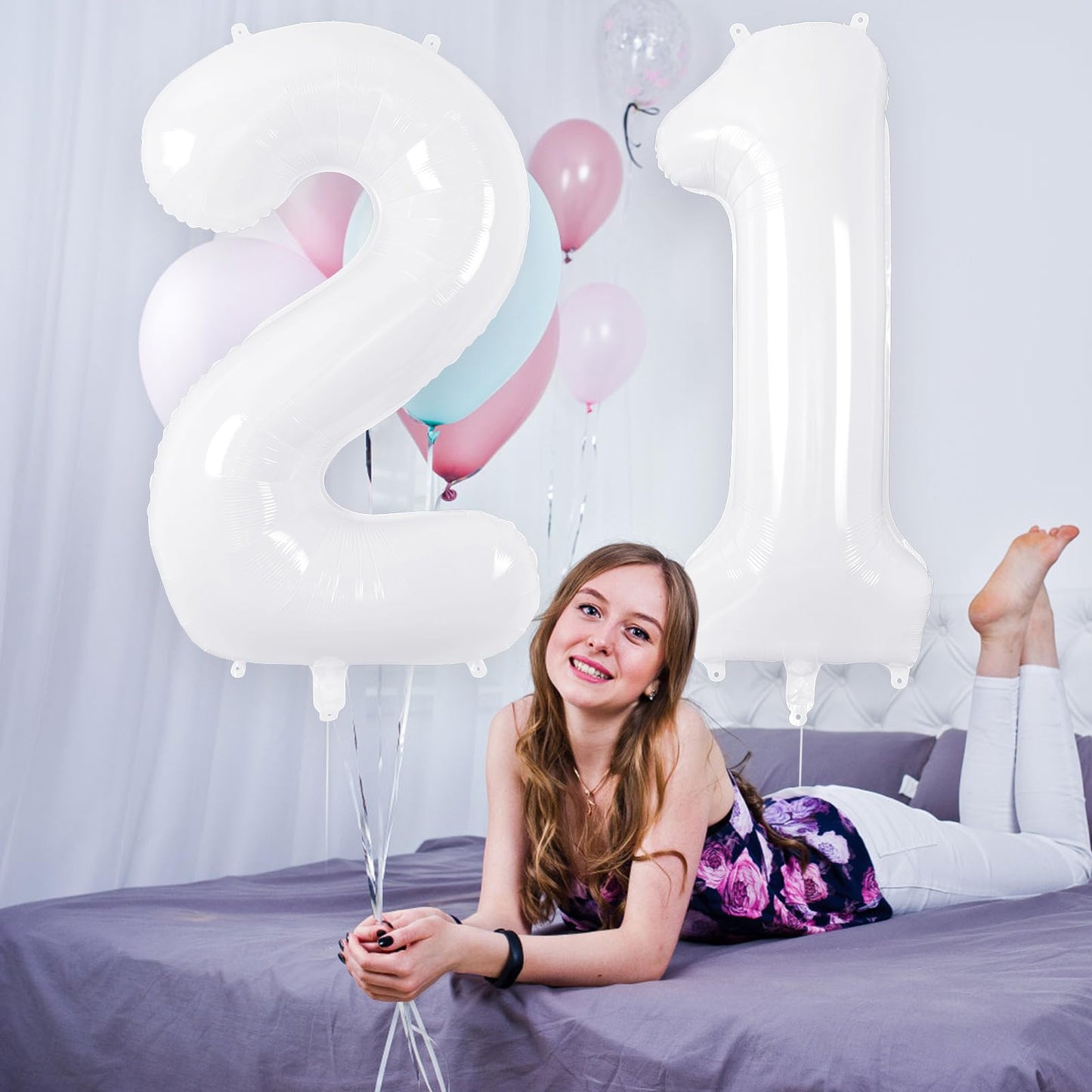 White Number 1 Balloon 40 Inch, Big Large Foil Helium Number Balloons, Giant Mylar Number 1 Balloons for 1st first Birthday Party Decorations Supplies Anniversary