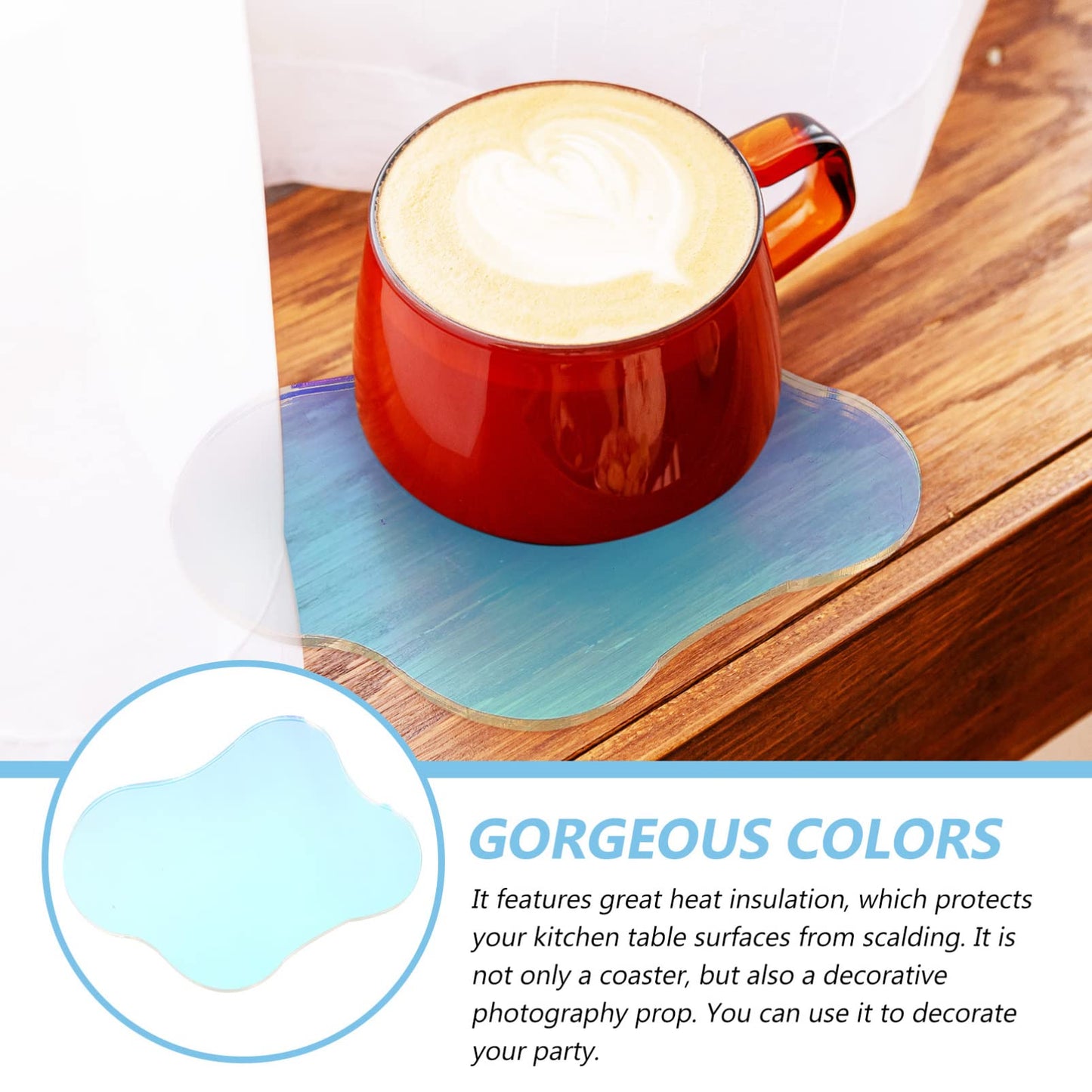 Acrylic Decorative Plate Coasters Irregular Clear Drink Coasters with Heat Insulation for Home Party Table Protection and Photography Prop