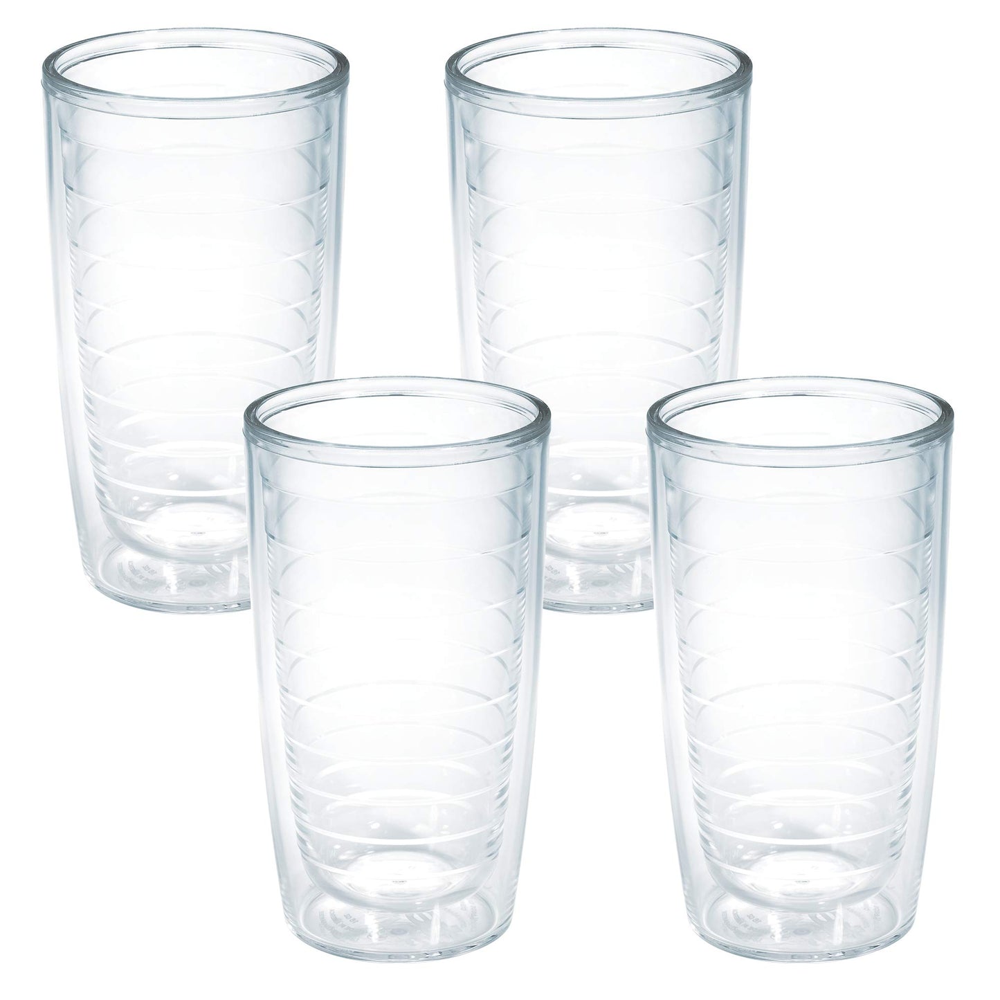 Tervis Clear & Colorful Tabletop Made in USA Double Walled Insulated Tumbler Travel Cup Keeps Drinks Cold & Hot, 16oz - 4pk, Clear
