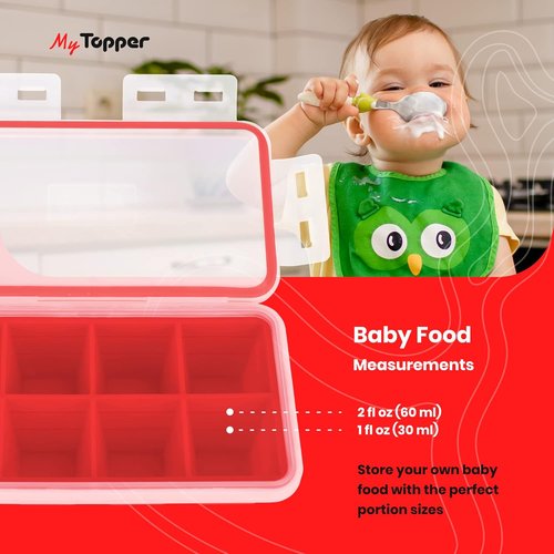 IceTopper XL Ice Cube Tray - Easy Release Molds for 8 Large Cubes, Stackable & Dishwasher Safe, 100% Food Grade Silicone (2 Pack)