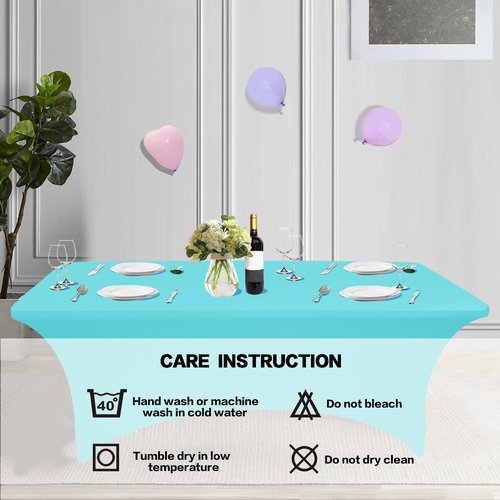 IVAPUPU 6FT Table Cloth for Rectangular Fitted Events Stretch Blue Mist Table Covers Washable Cover Spandex Tablecloth Protector for Party, Wedding, Cocktail, Banquet, Festival
