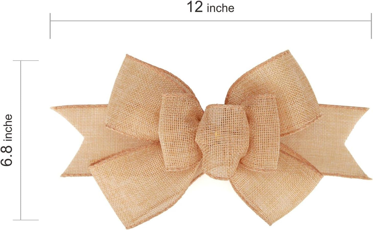 Meseey Burlap Wired Ribbon - Handmade Premade Bows for Wreaths & Gift Wrapping | Natural 2 Pcs Set